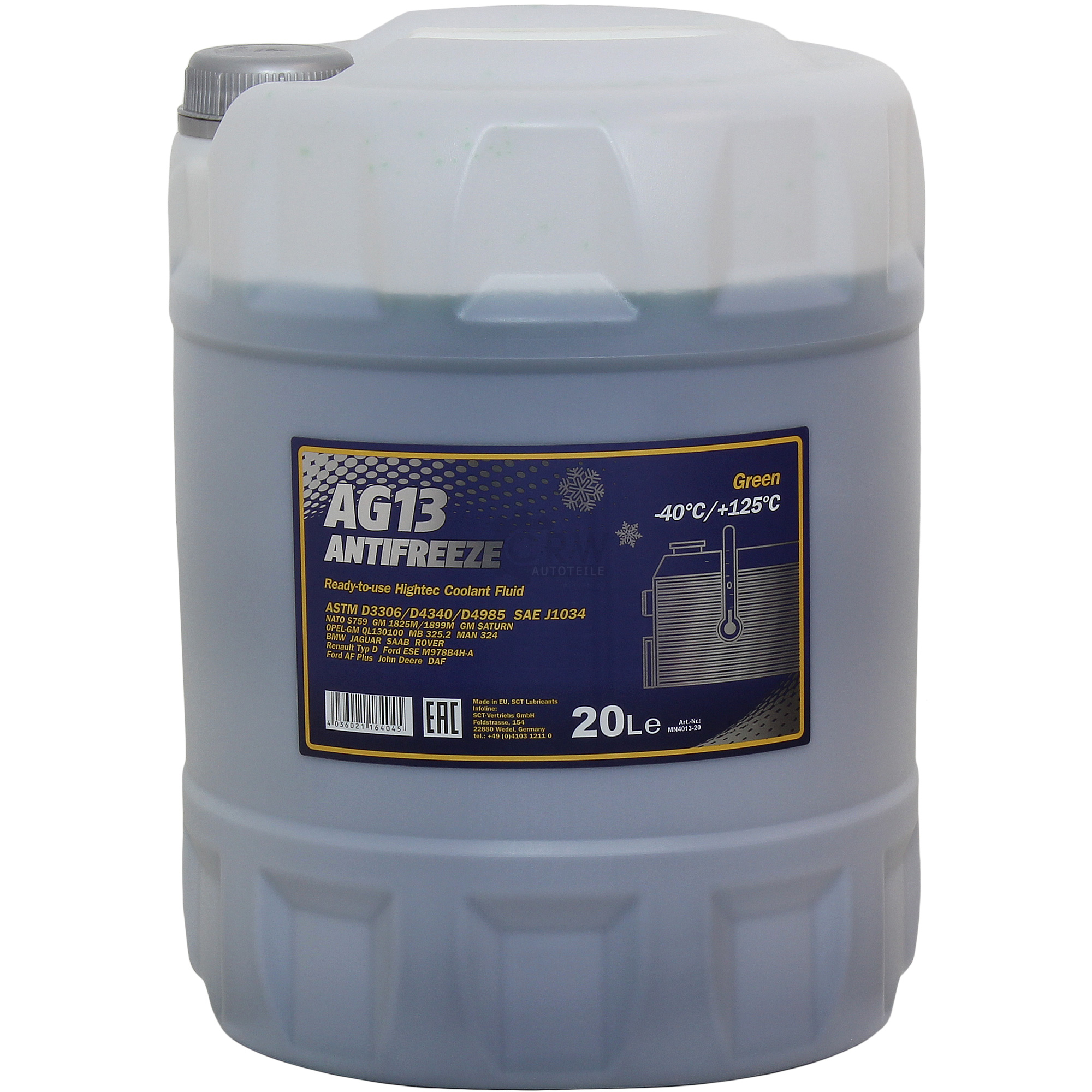 20 Liter MANNOL Kühlerfrostschutz Hightec Antifreeze AG13 -40°C grün G13