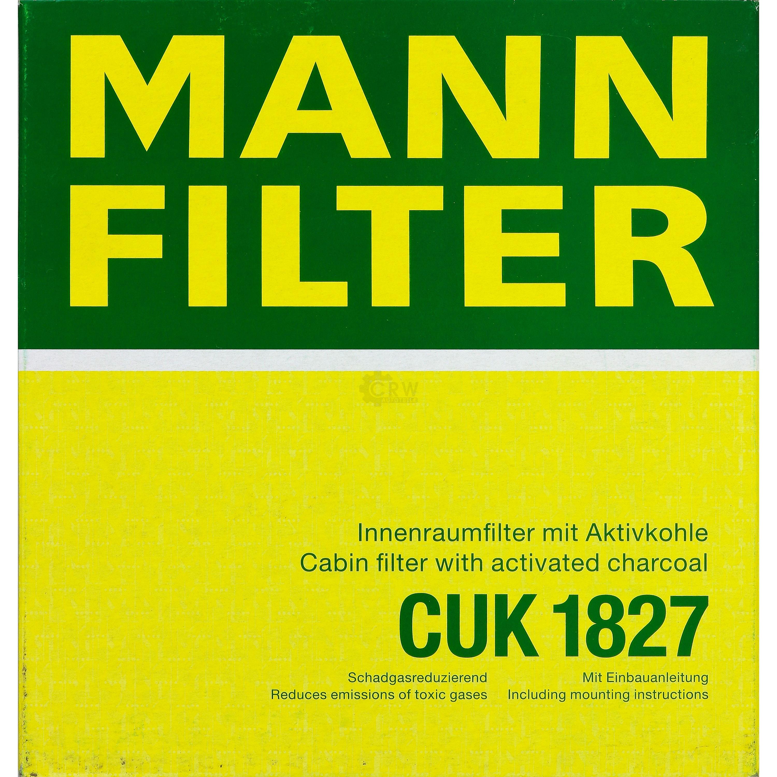 MANN-FILTER Innenraumfilter Pollenfilter Aktivkohle CUK 1827