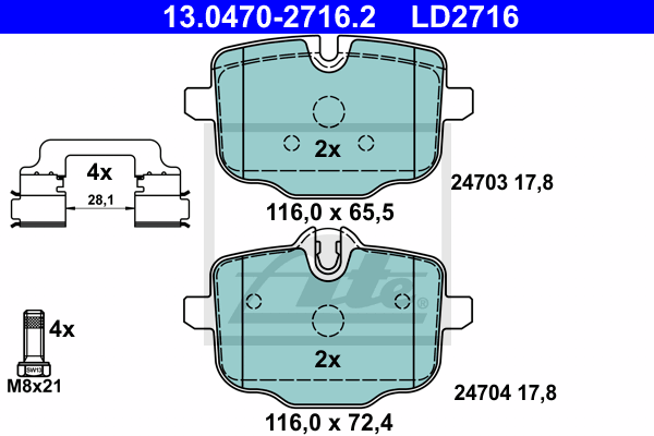 ATE Satz Bremsen Bremsscheiben Ø330 + Bremsbeläge hinten für BMW 5er F10