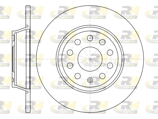 ROADHOUSE 2x Bremsscheiben hinten Ø2858 Voll für VW Golf V 1K1 Touran 1T1 1T2
