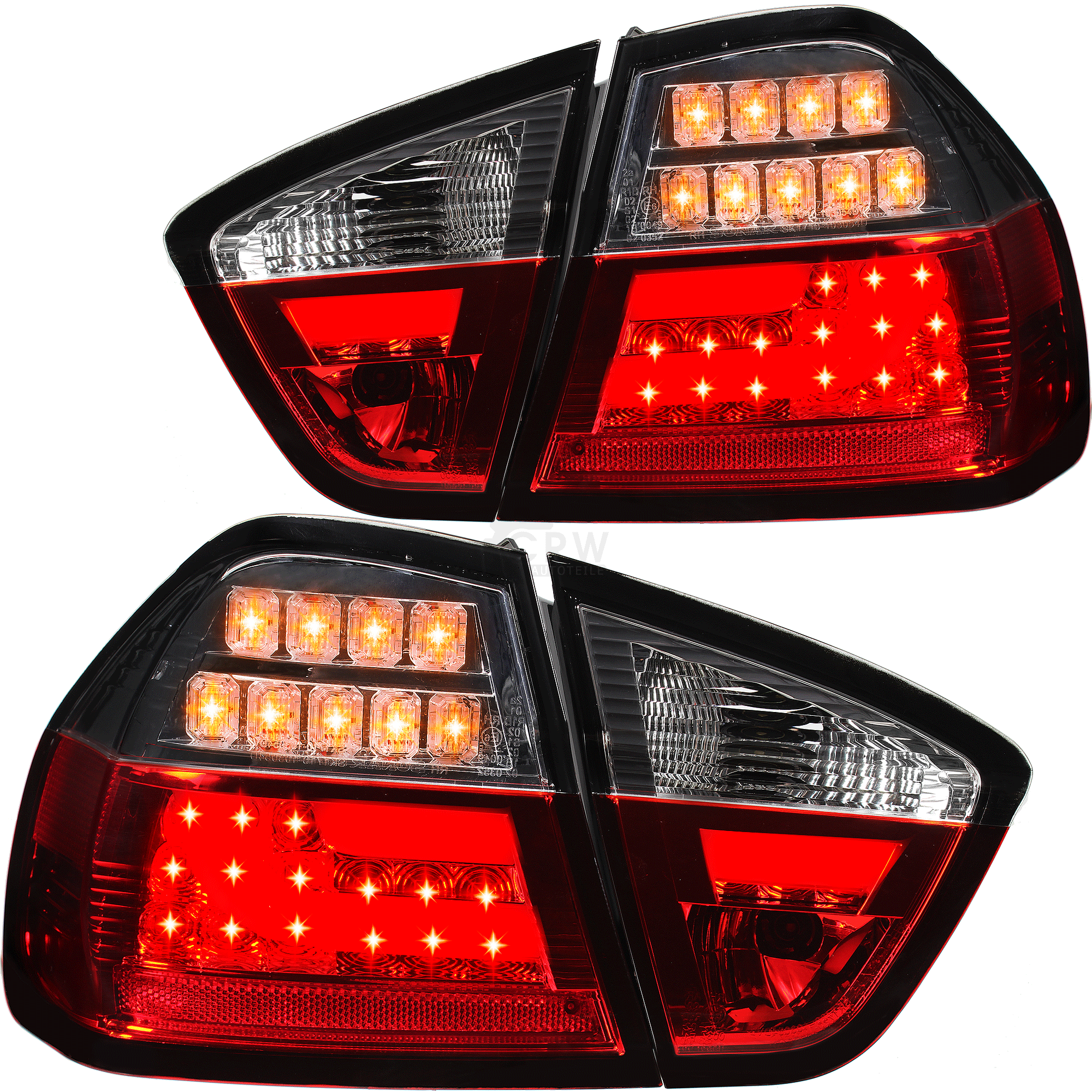 LED Lightbar Rückleuchten Set für BMW 3er E90 Limousine Bj. 05-08 rot weiß chrom