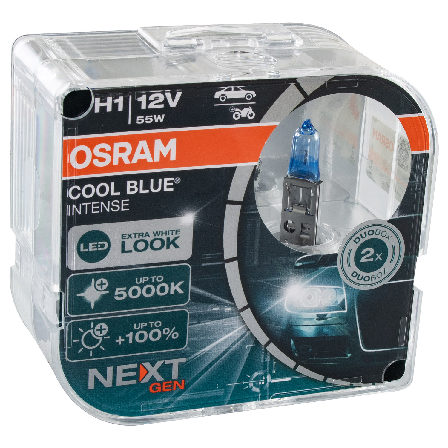 OSRAM COOL BLUE® INTENSE (Next Gen) H1 64150CBN-HCB DUOBOX