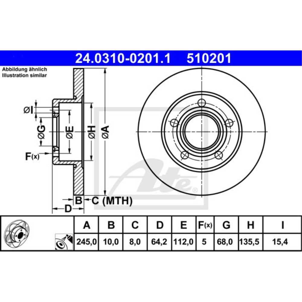 ATE Satz Bremsen Bremsscheiben + Bremsbeläge hinten für Audi A6 4B C5 4B2
