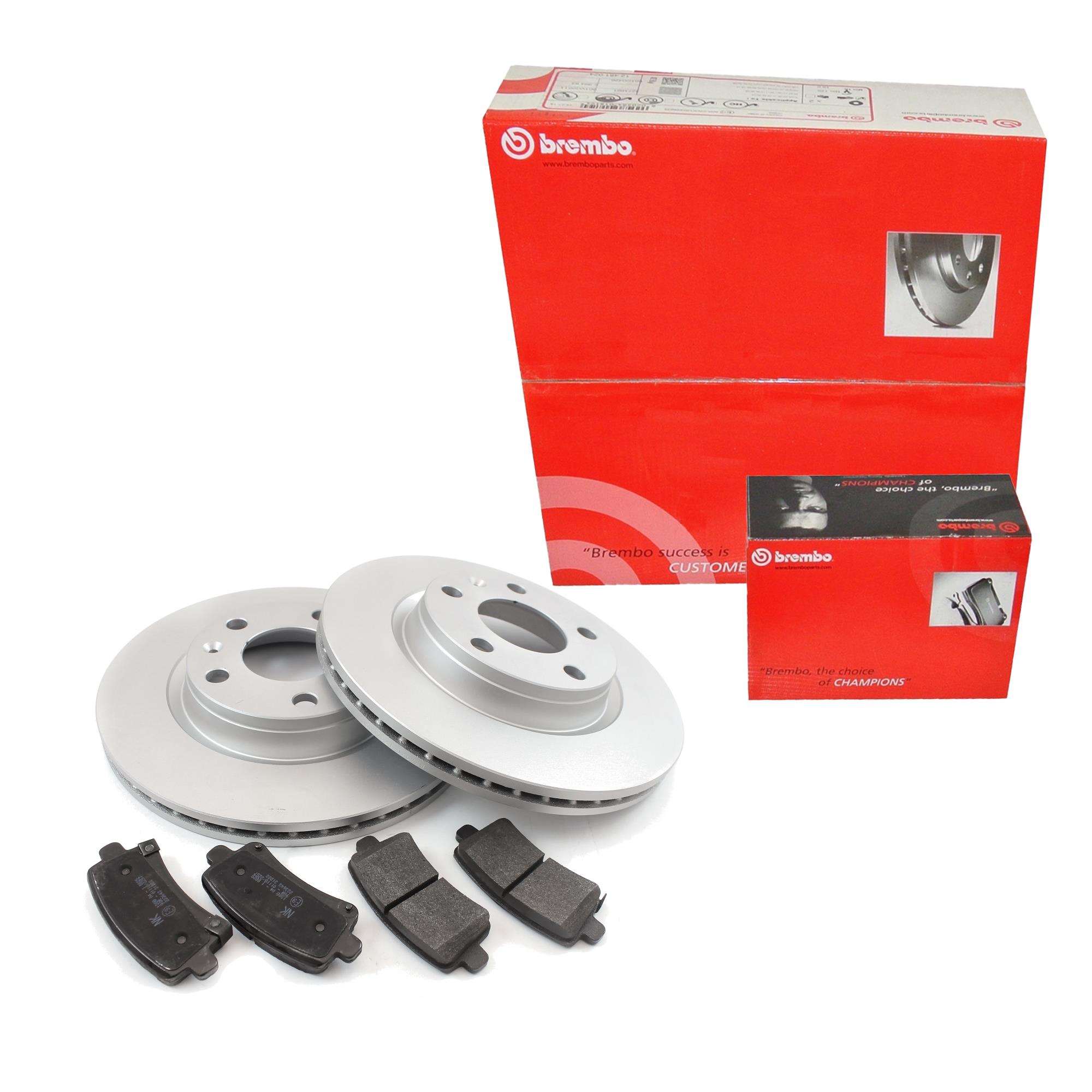 BREMBO Satz Bremsen Bremsscheiben belüftet vorne + Bremsbeläge für BMW 5er E60