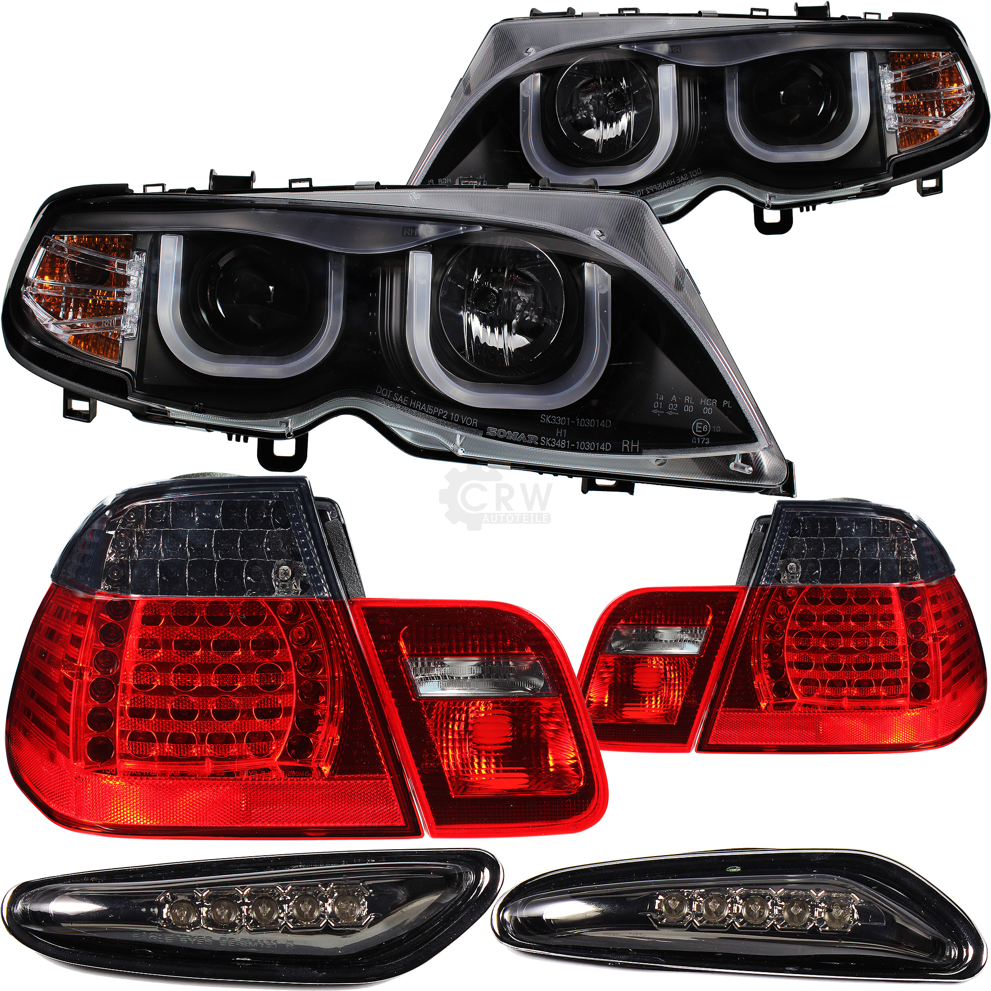 Set Scheinwerfer Rückleuchte Seitenblinker schwarz für BMW 3er E46 Bj. 01-05