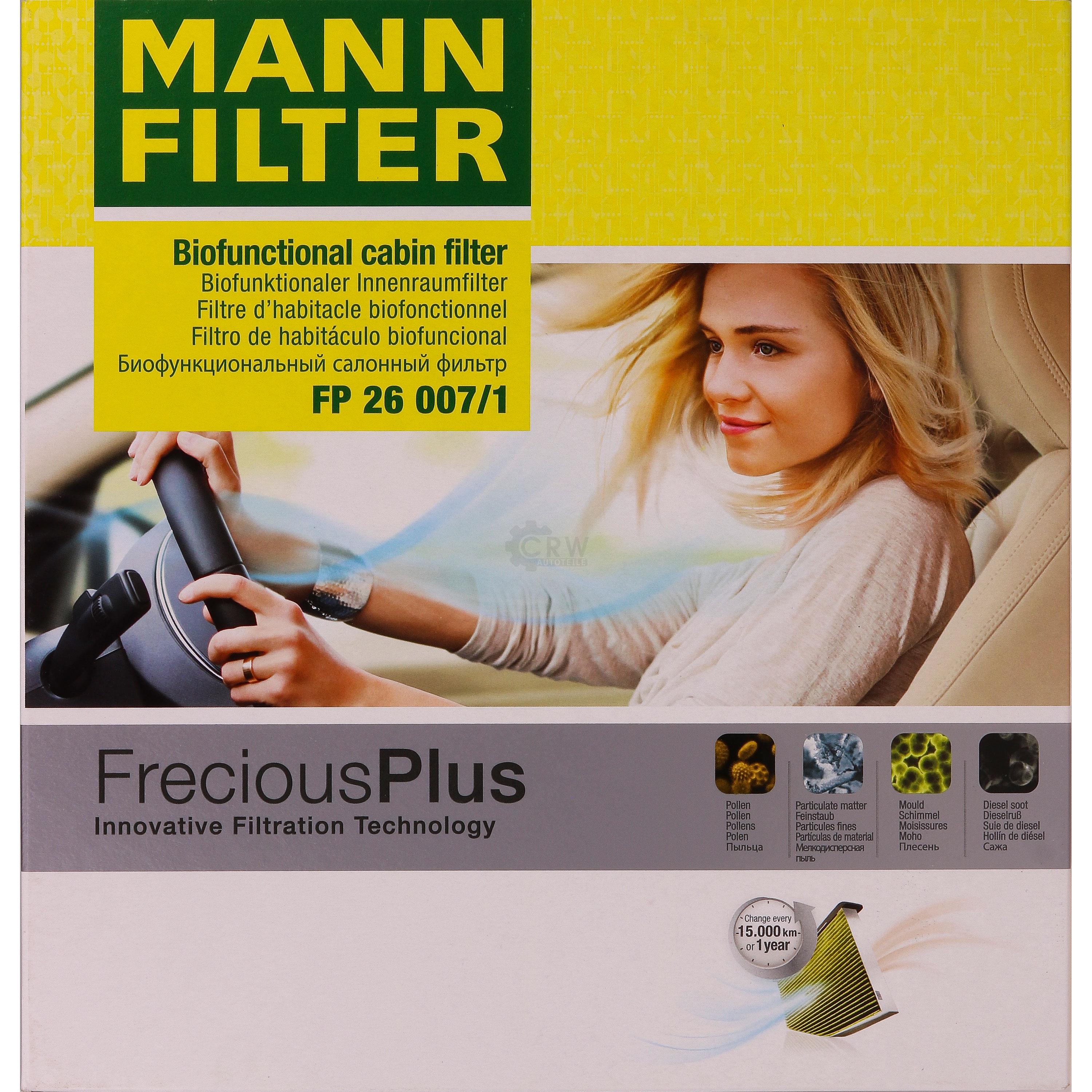 MANN-Filter Innenraumfilter Biofunctional für Allergiker FP 26 007/1