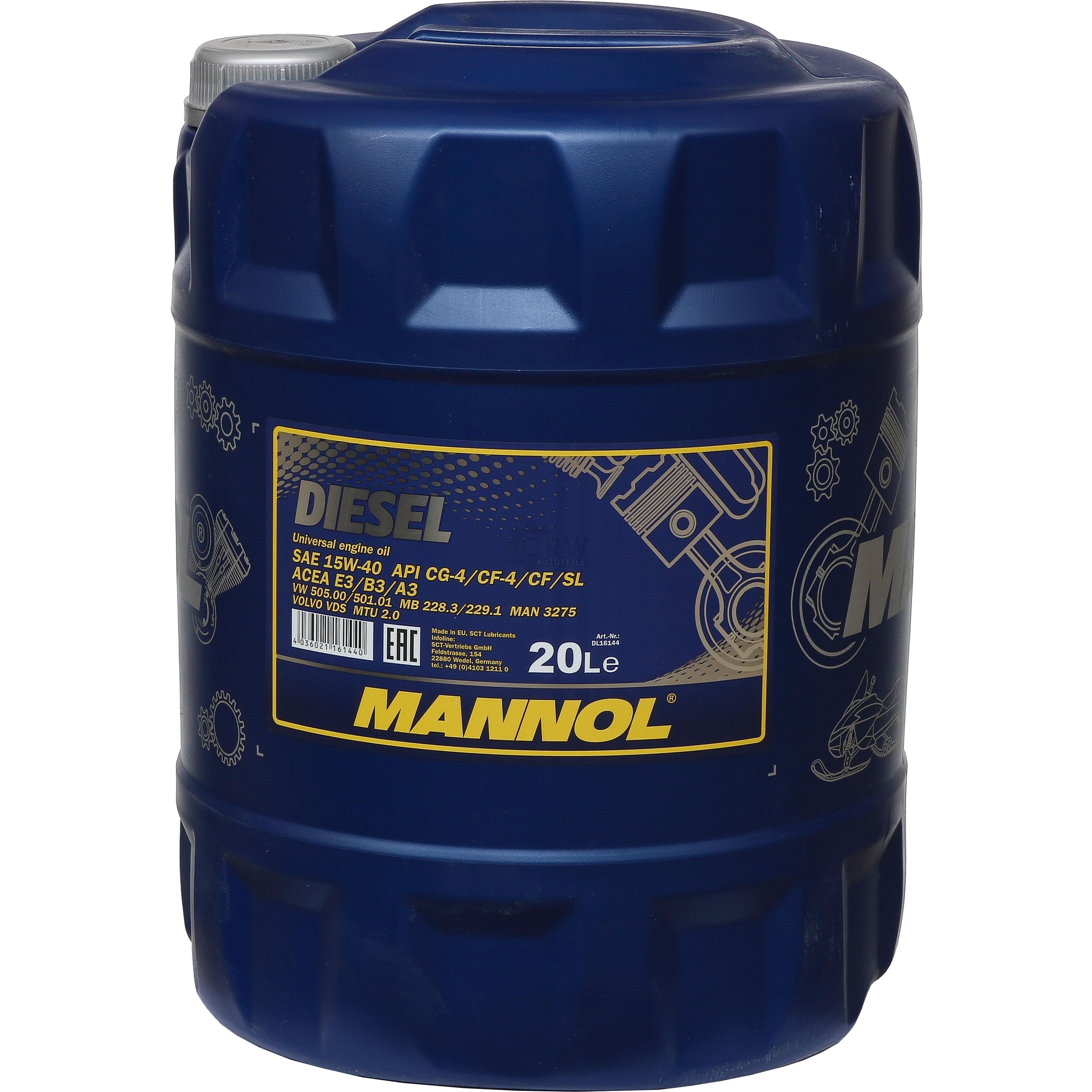 20 Liter Orignal MANNOL Motoröl SAE 15W-40 DIESEL Engine Oil Öl