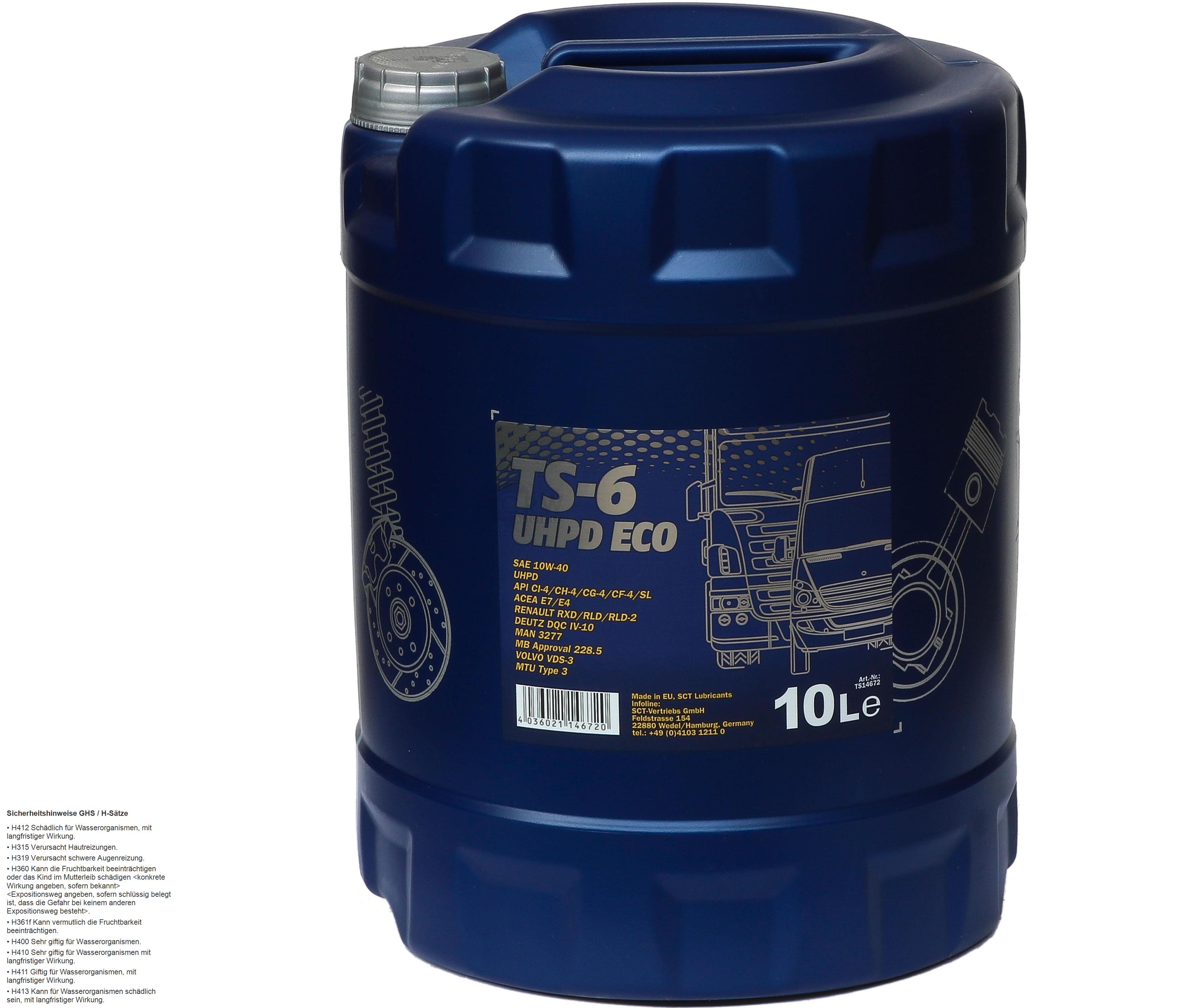 10 Liter MANNOL TS-6 UHPD Eco 10W-40 API CI-4/SL Motoröl synthetisch Engine Oil