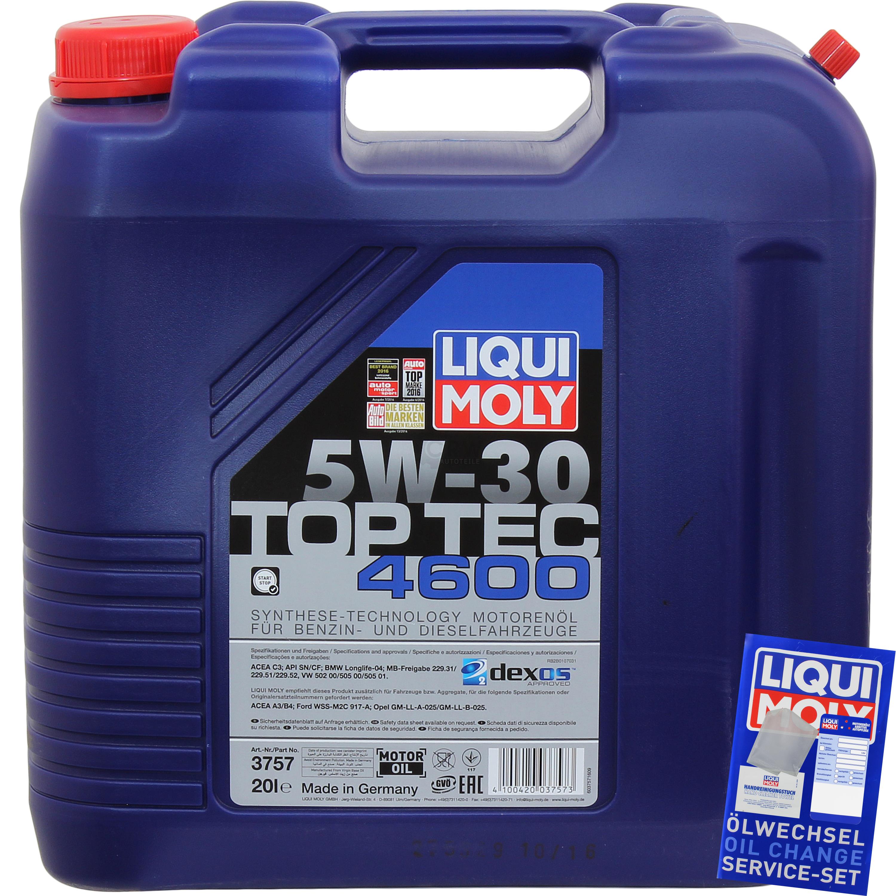 Liqui Moly 3757 1x20 Liter Top Tec 4600 5W-30 Öl Motoröl