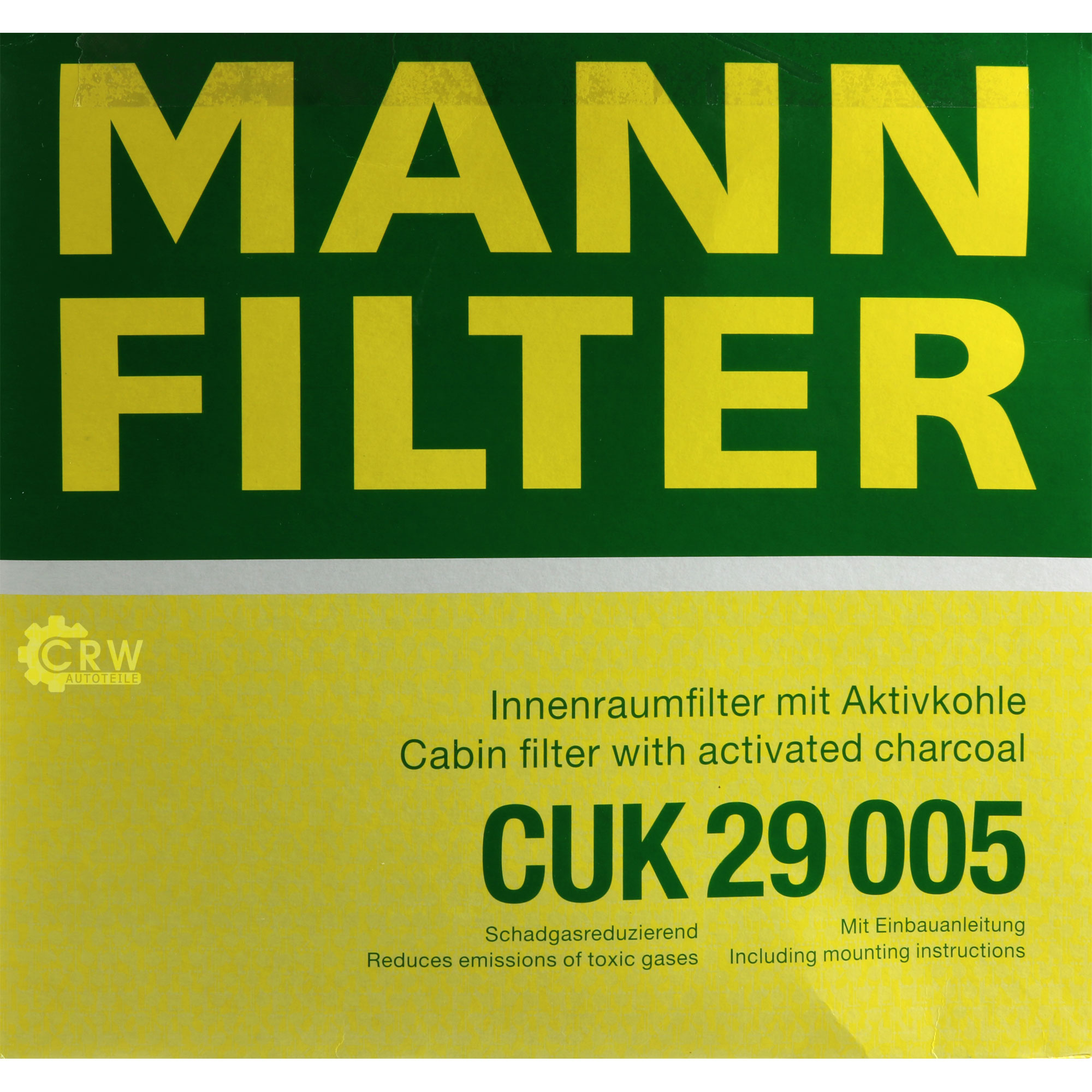 MANN-FILTER Innenraumfilter Pollenfilter Aktivkohle CUK 29 005