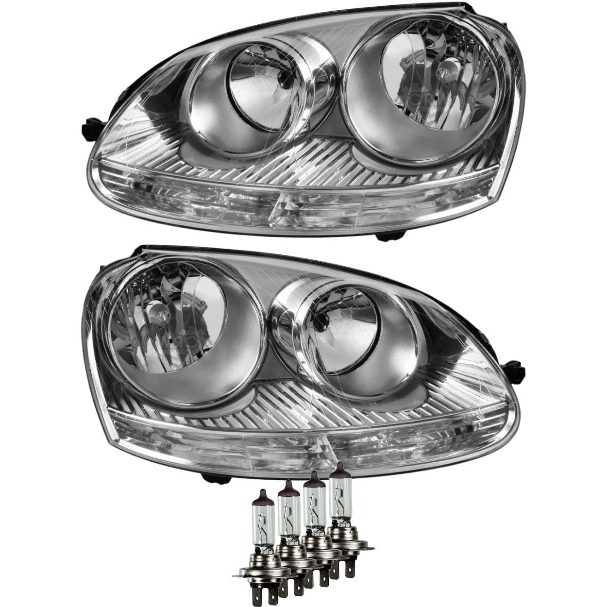 Scheinwerfer Set für VW Golf V Bj. 08/04-09 inkl. Motor H7+H7 inkl. Osram Lampen