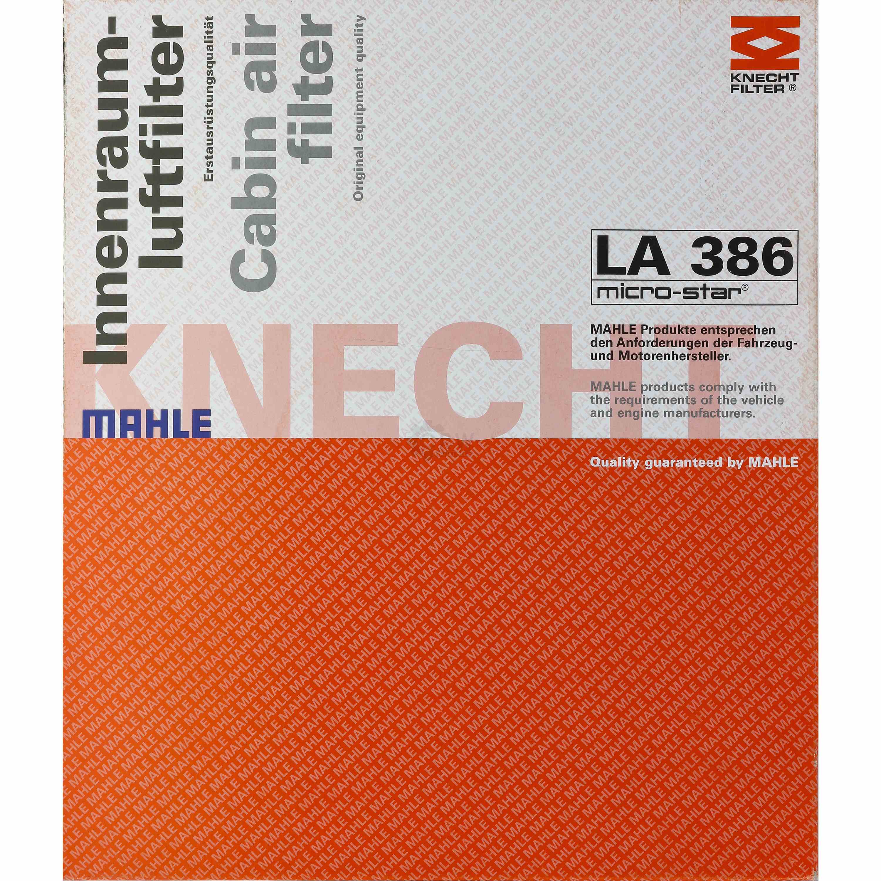 MAHLE / KNECHT Innenraumfilter Innenraumluft Pollenfilter LA 386