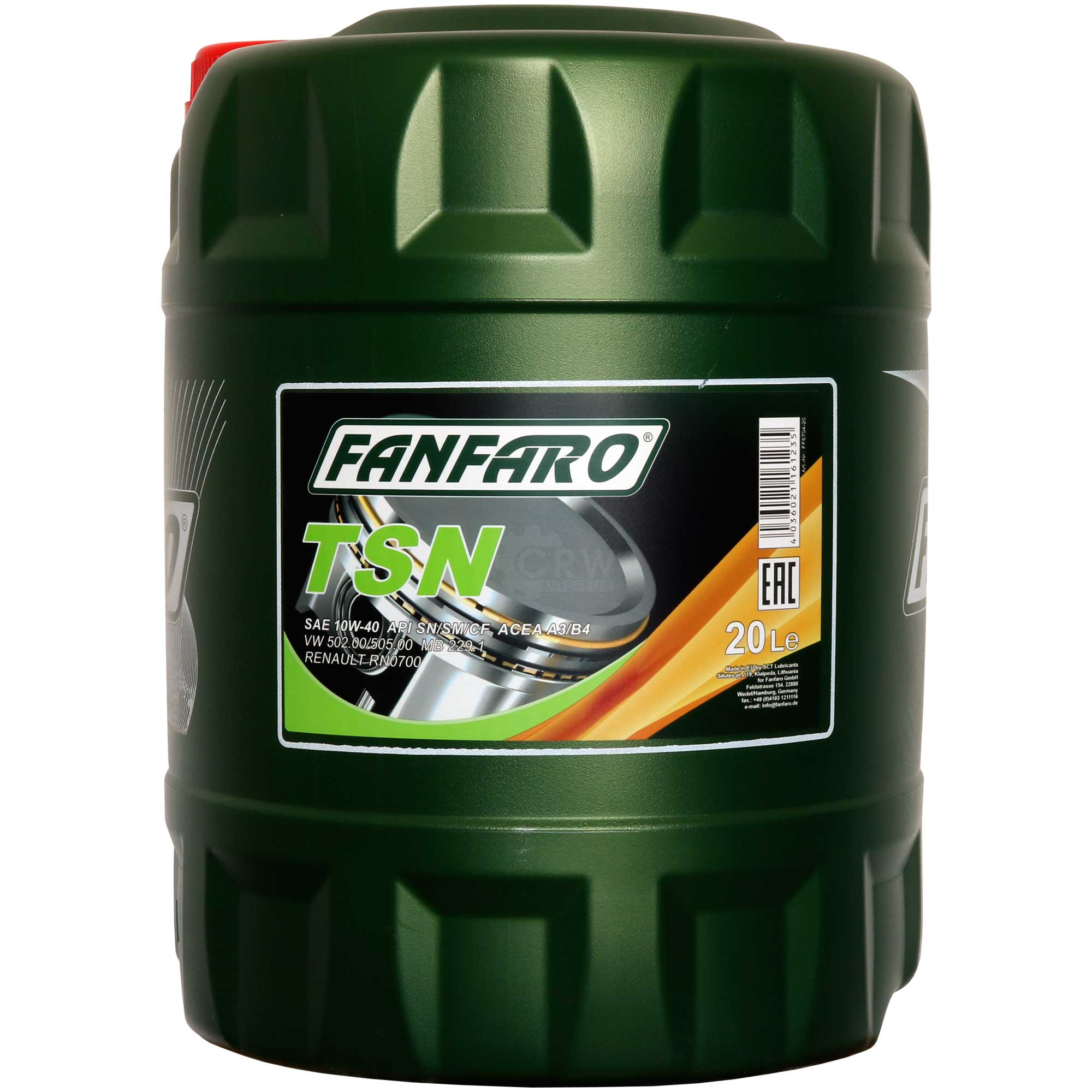 20 Liter Orignal FANFARO TSN 10W-40 API SN/SM/CF Motoröl Engine Oil Öl