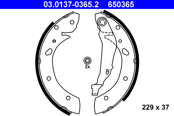 Bremsbackensatz 03.0137-0365.2 Hinterachse für Toyota Avensis _T22_ Liftback