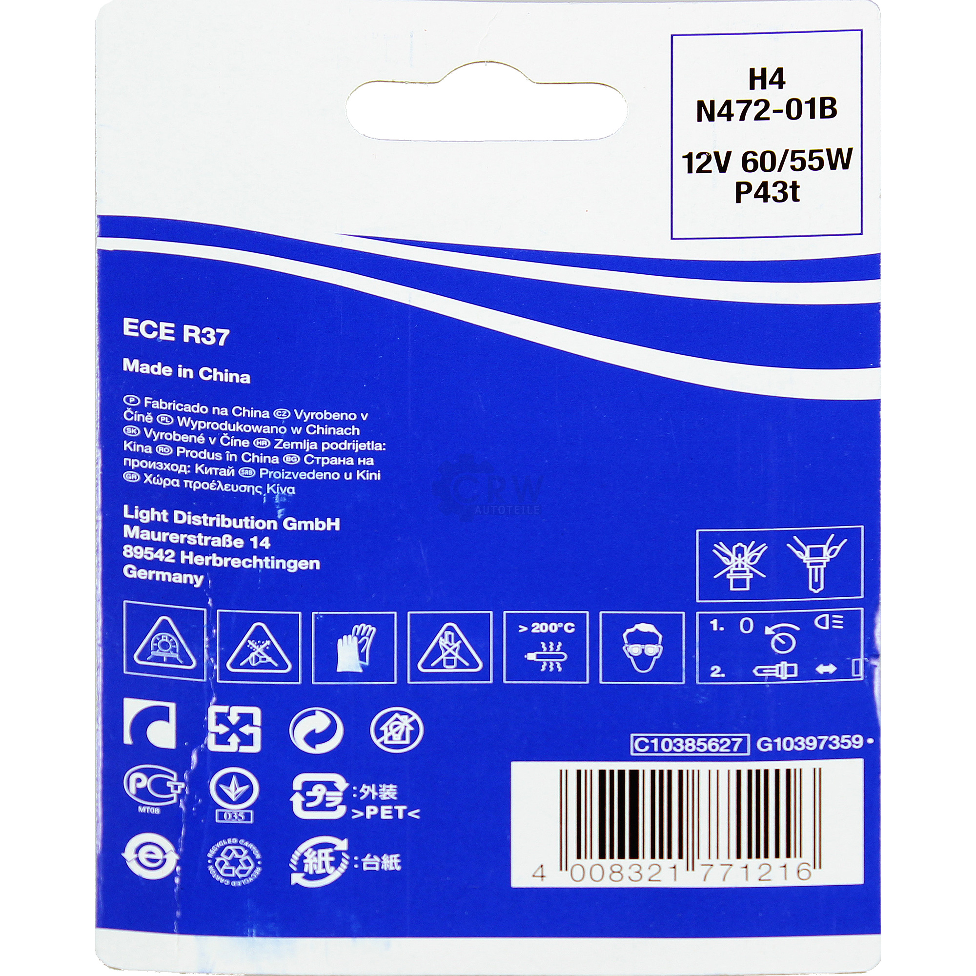 NEOLUX H4 Standard 60/55W P43t 12V Blister Lampe Birne