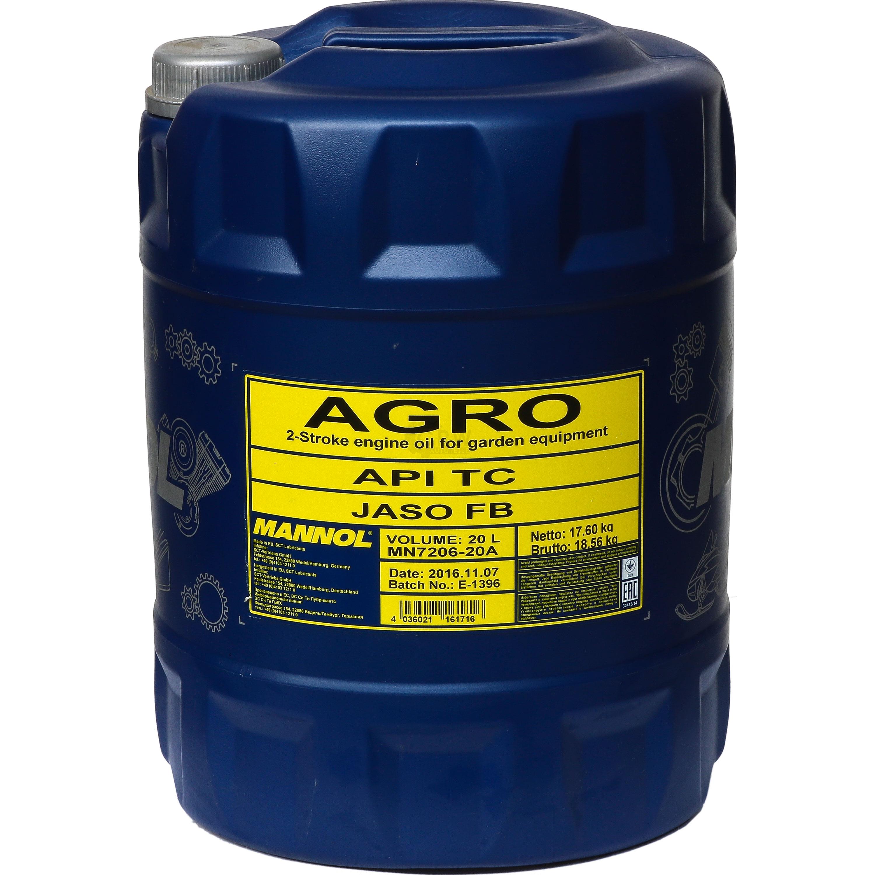 20 Liter  MANNOL AGRO API TC Motoröl für Gartengeräte Engine Oil Öl