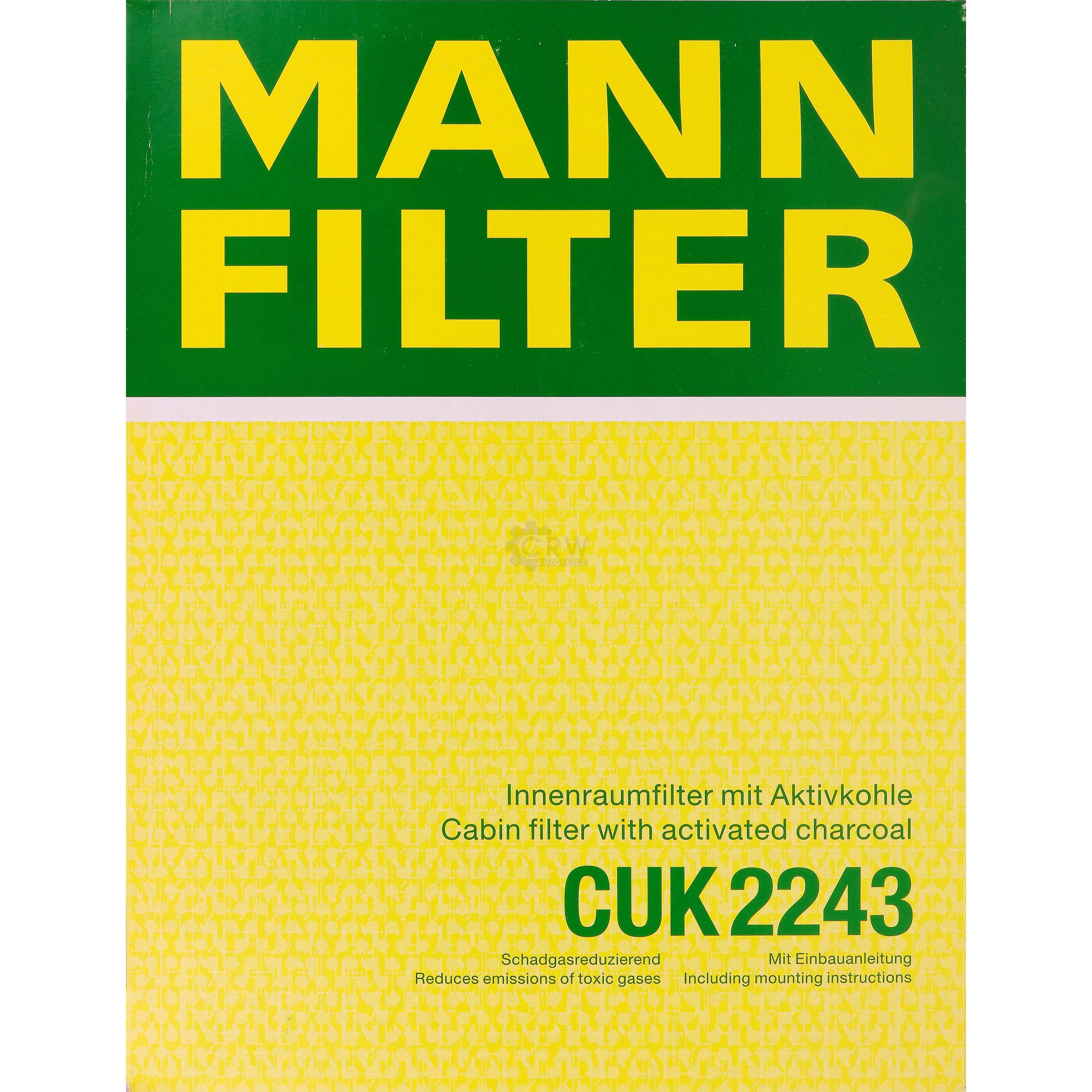 MANN-FILTER Innenraumfilter Pollenfilter Aktivkohle CUK 2243