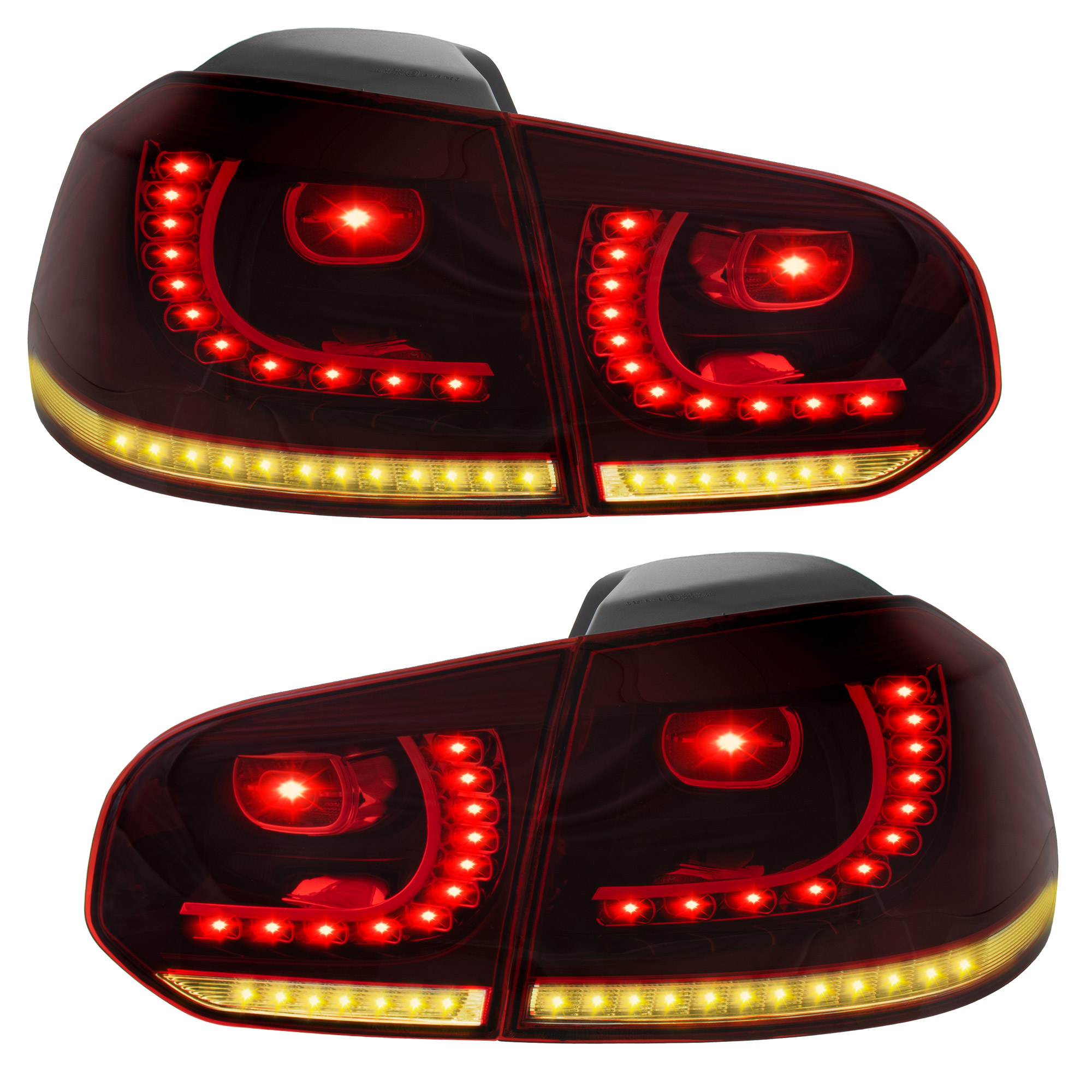 LED Rückleuchten dynamisch Blinker für VW Golf 6 Bj. 08-13 Klarglas rot chrom