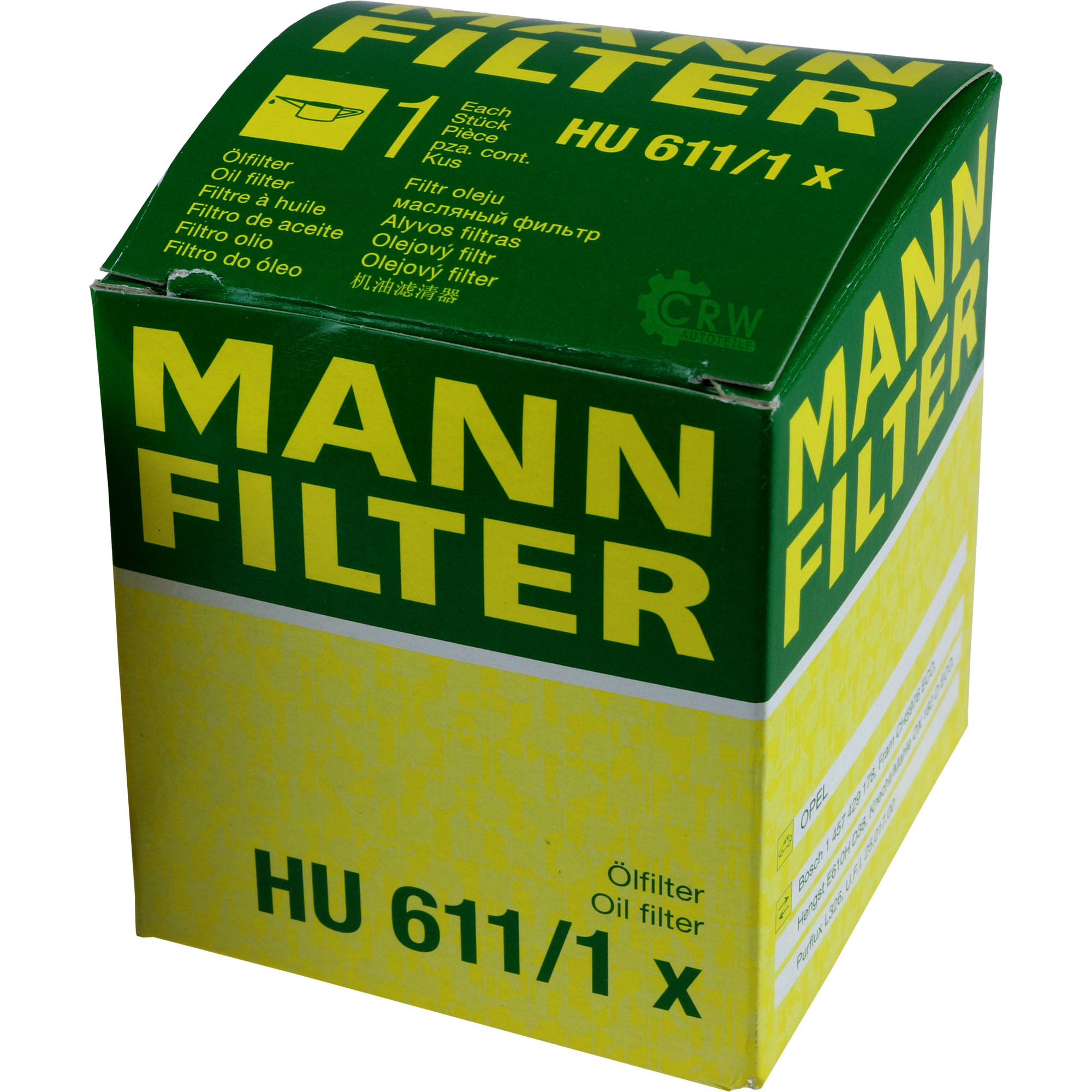 MANN-FILTER Ölfilter HU 611/1 x Oil Filter