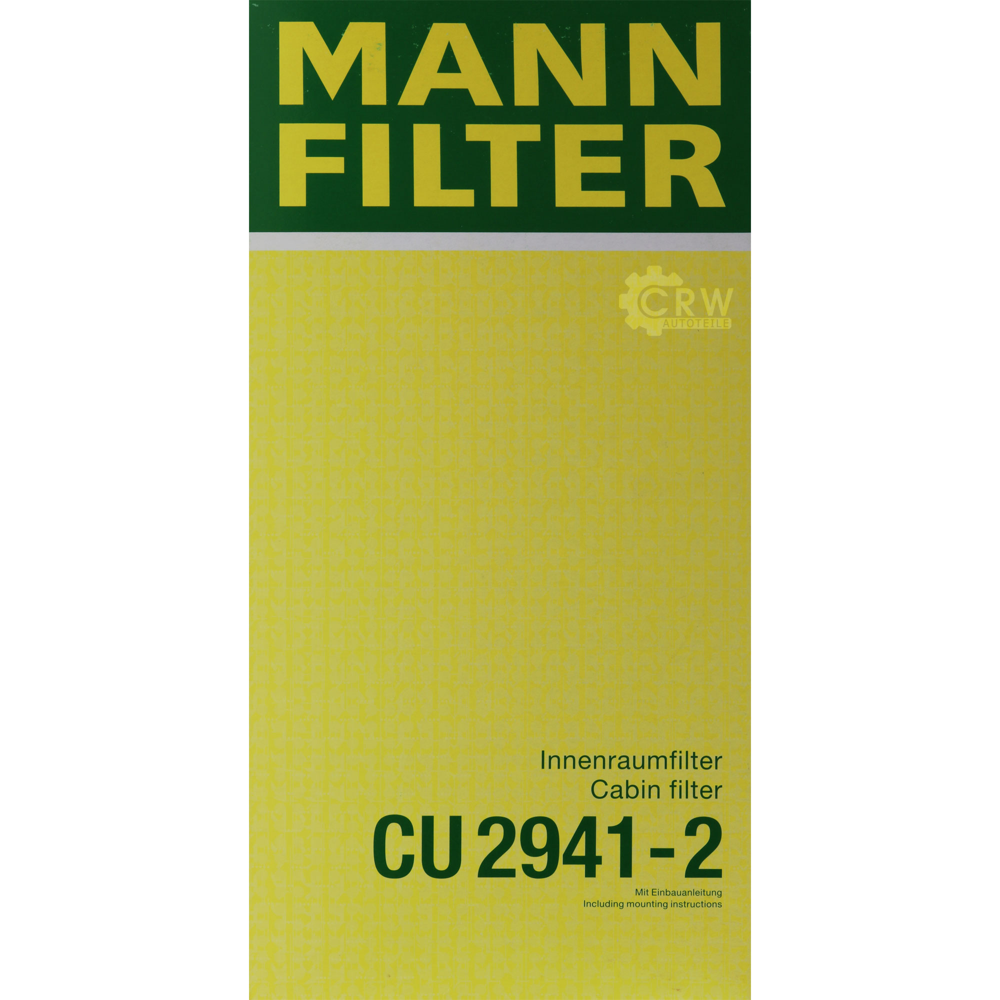 MANN-FILTER Innenraumfilter Pollenfilter CU 2941-2