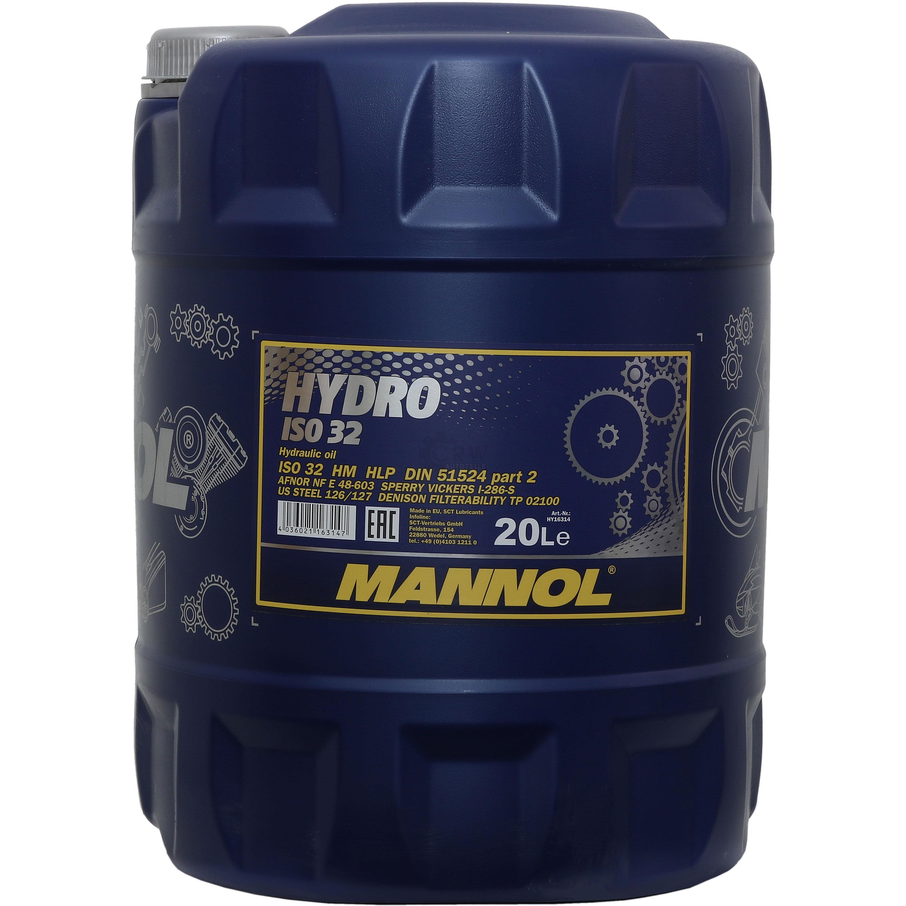20 Liter  MANNOL Hydrauliköl Hydro ISO 32 Hydraulic Fluid