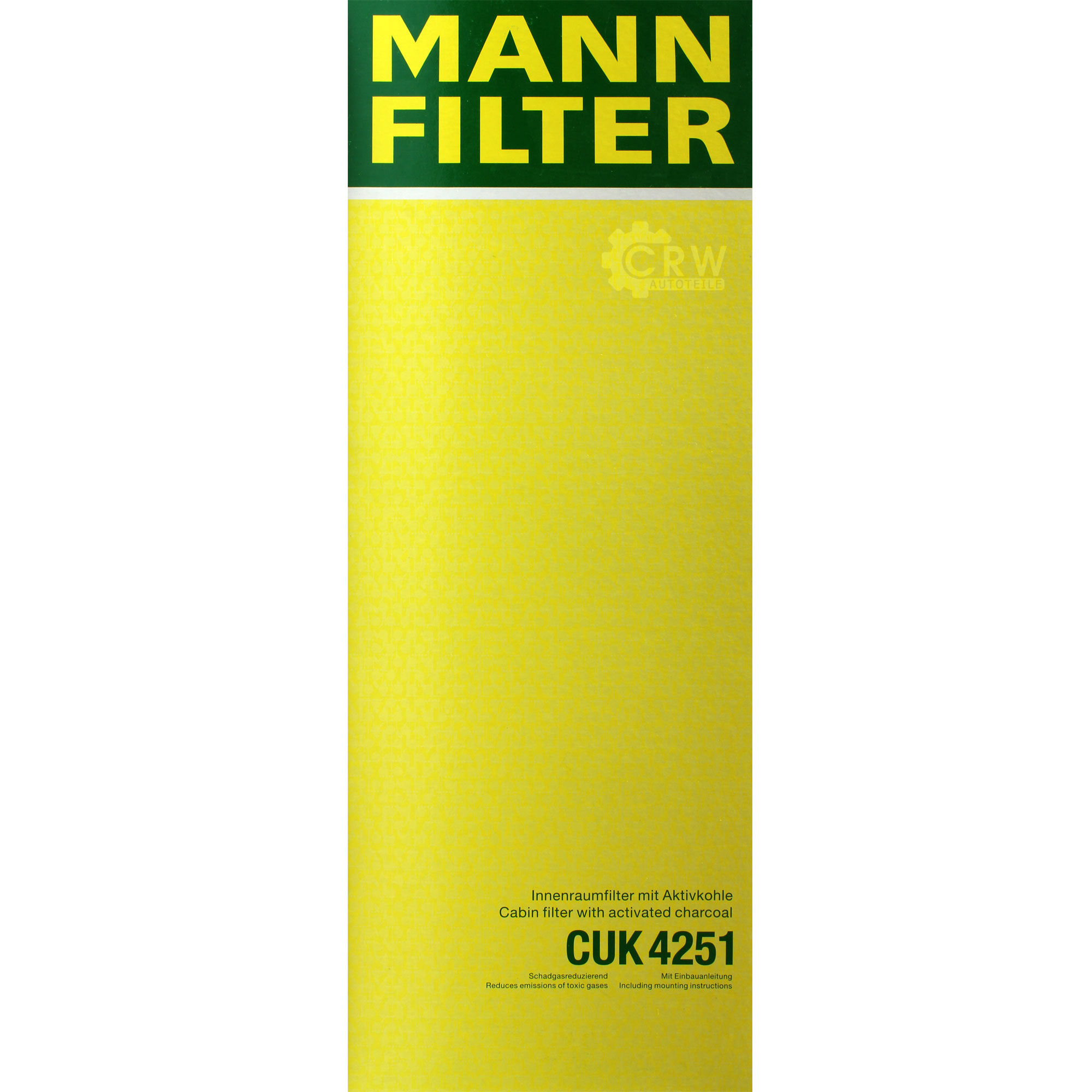 MANN-FILTER Innenraumfilter Pollenfilter Aktivkohle CUK 4251