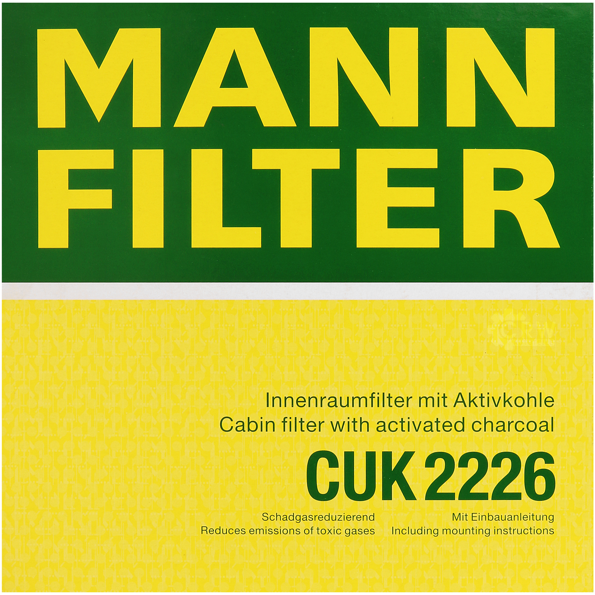 MANN-FILTER Innenraumfilter Pollenfilter Aktivkohle CUK 2226
