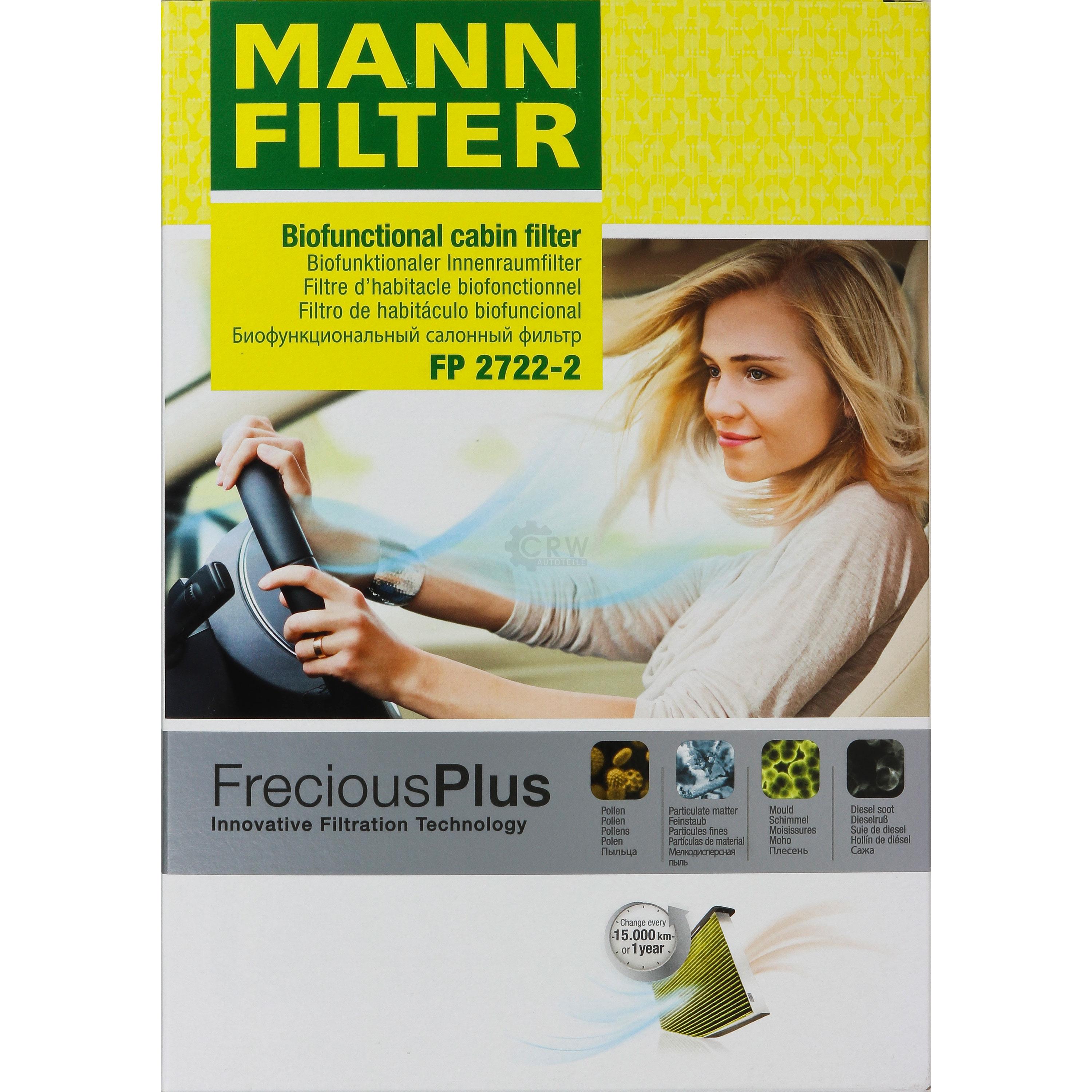 MANN-Filter Innenraumfilter Biofunctional für Allergiker FP 2722-2