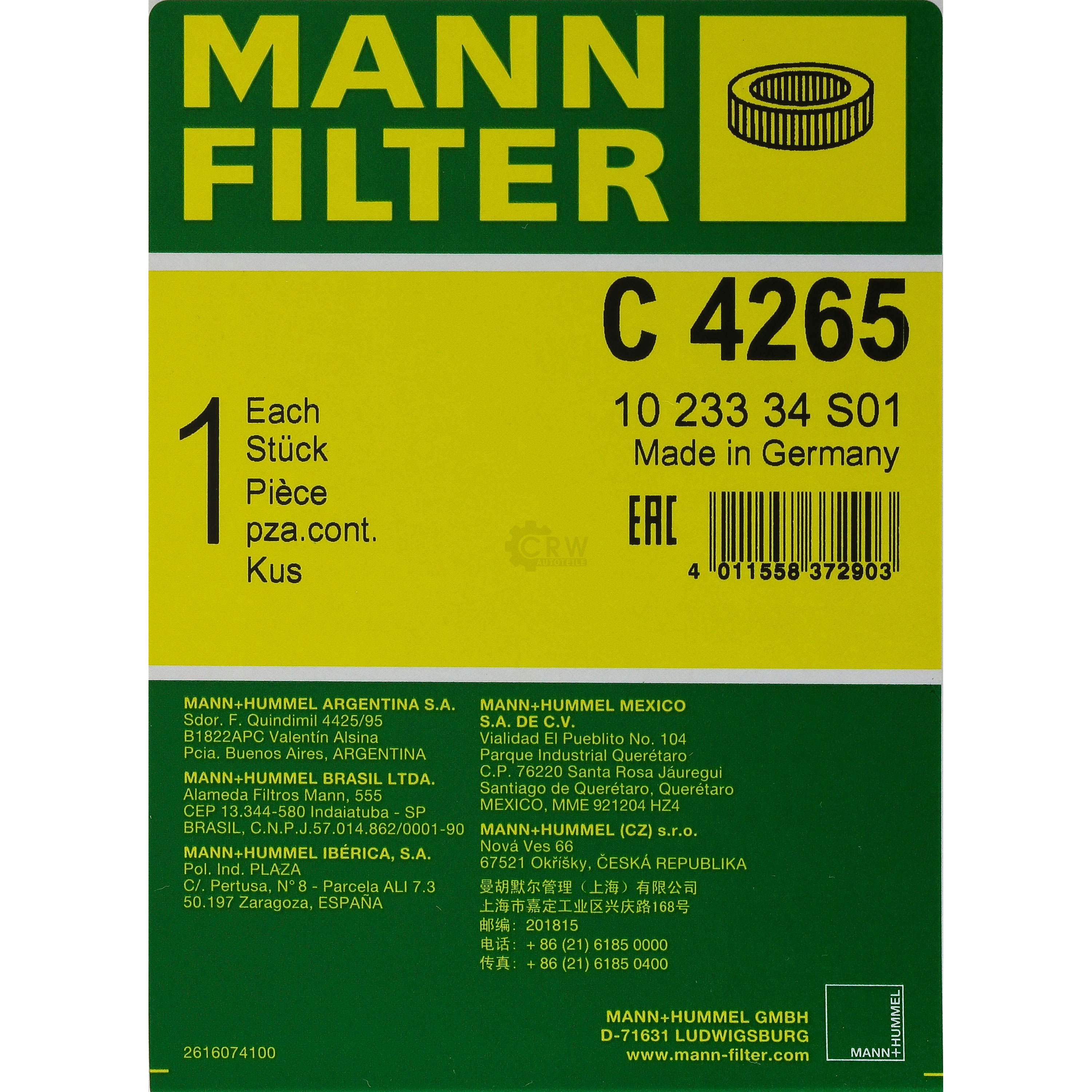 MANN-FILTER Luftfilter für Mercedes-Benz Viano W639 CDI 3.0 Vito Bus 122 120