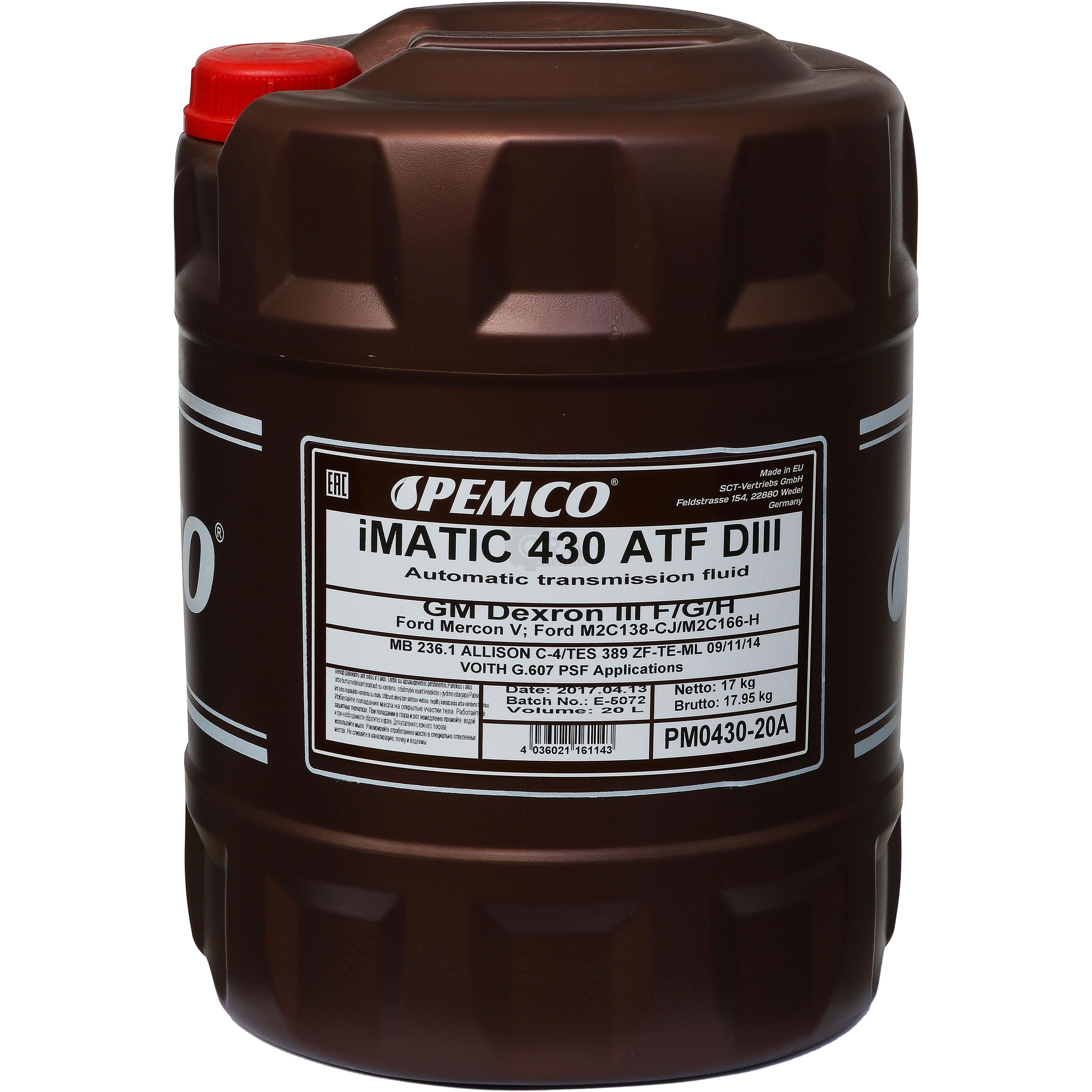 20 Liter  PEMCO Automatikgetriebeöl iMATIC 430 ATF DIII Gear Oil Öl