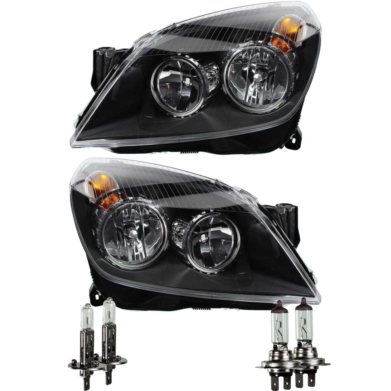 Scheinwerfer Set für Opel Astra H Bj. 03/04-12/09> inkl. Osram H7+H1+Motor