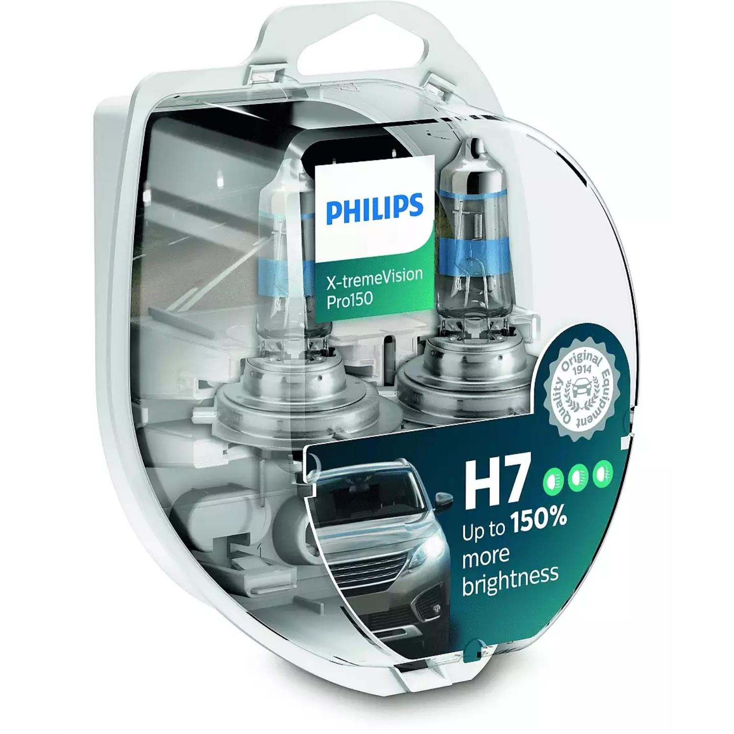 2 x Philips X-tremeVision Pro150 DuoPack H7 Halogen Glühlampe