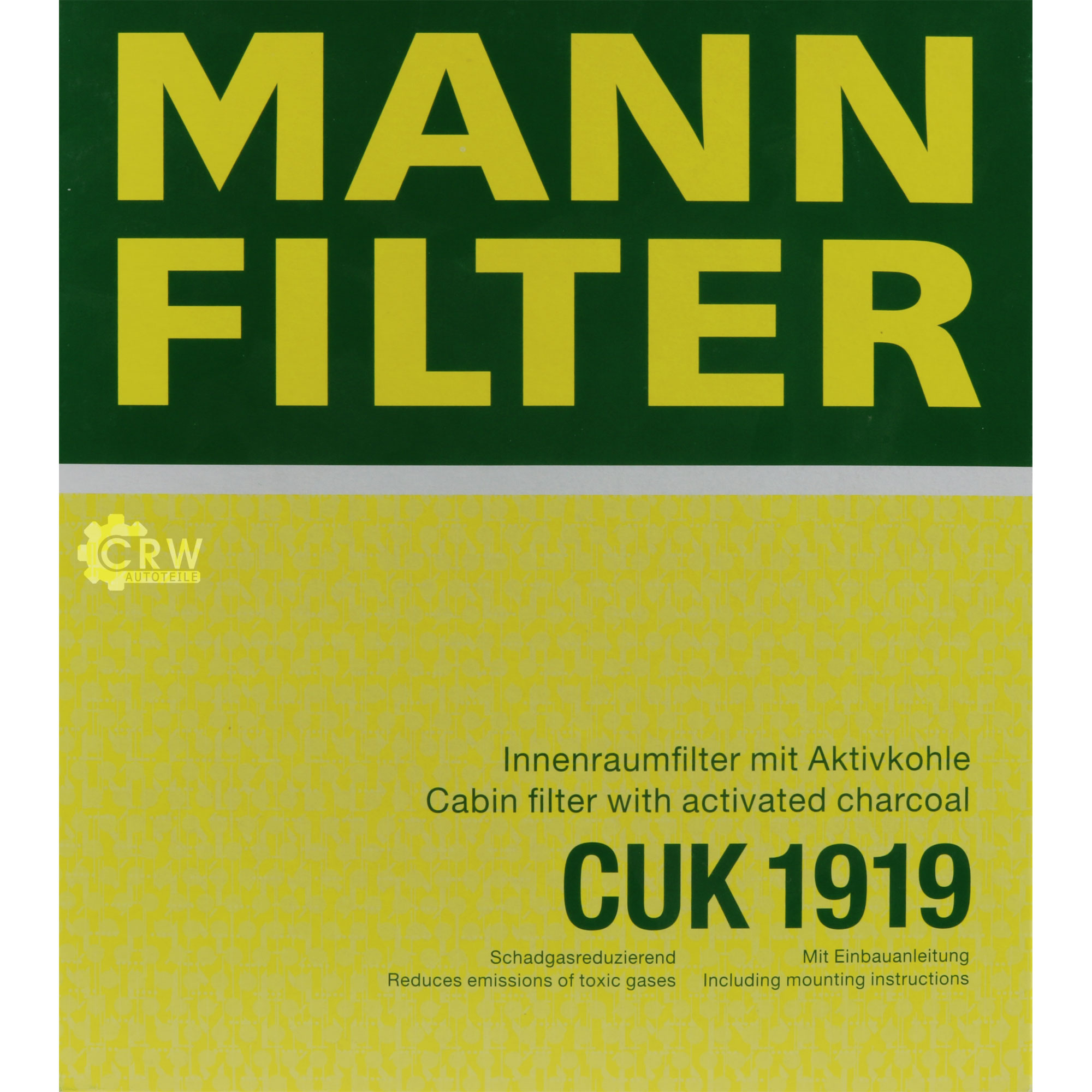 MANN-FILTER Innenraumfilter Pollenfilter Aktivkohle CUK 1919
