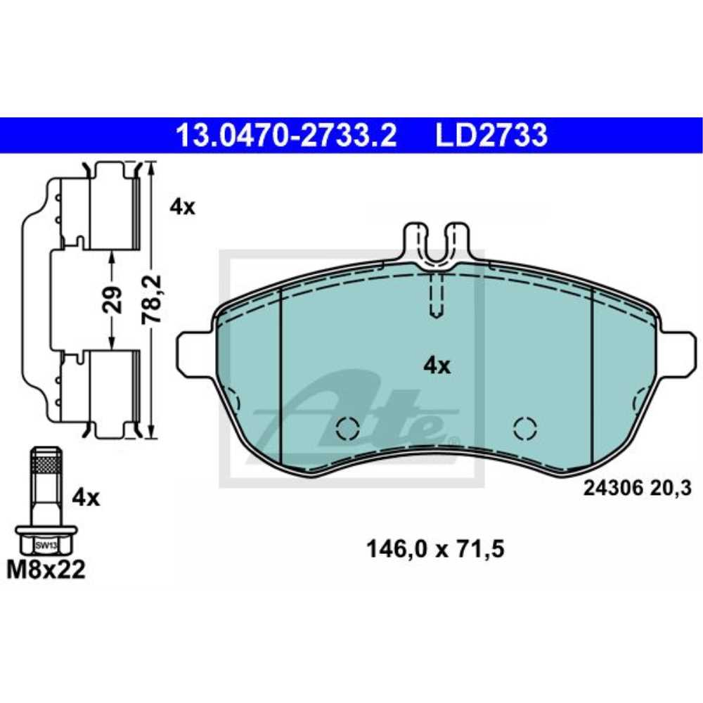 ATE Satz Bremsen Bremsscheiben + Bremsbeläge vorne für Mercedes C-Klasse W204