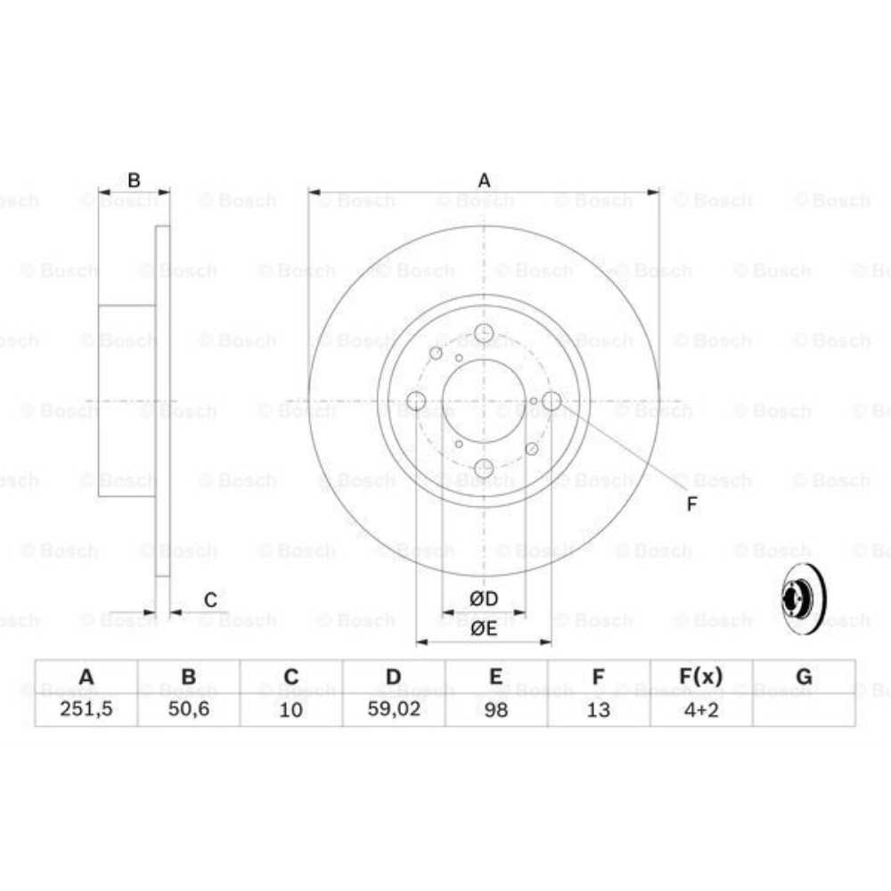 BOSCH Satz Bremsbeläge + Bremsscheiben Voll hinten für Fiat Bravo II 198 198 