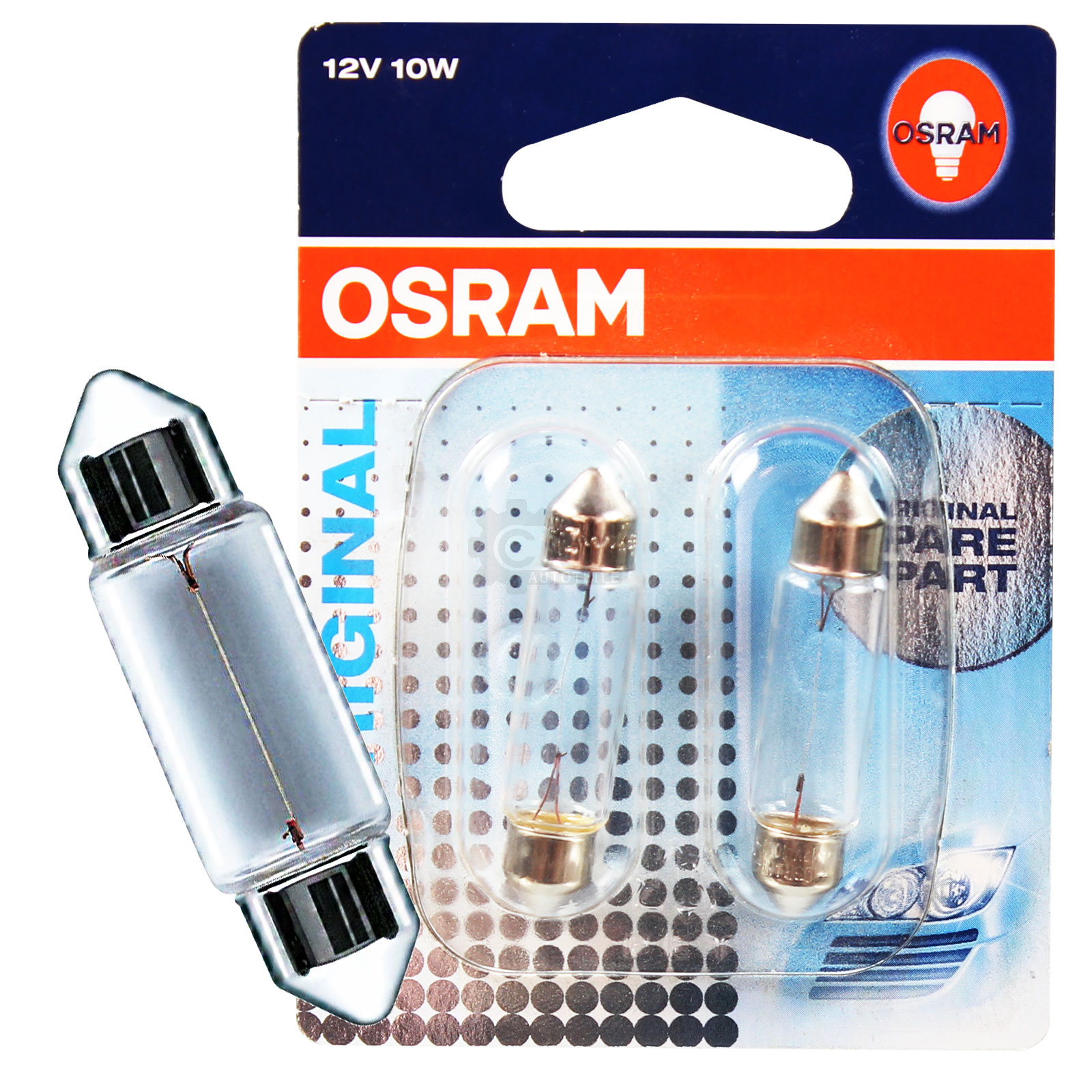Osram Soffitte 10W 12V Sockel SV85 43 mm Lang Neu Innenbeleuchtung