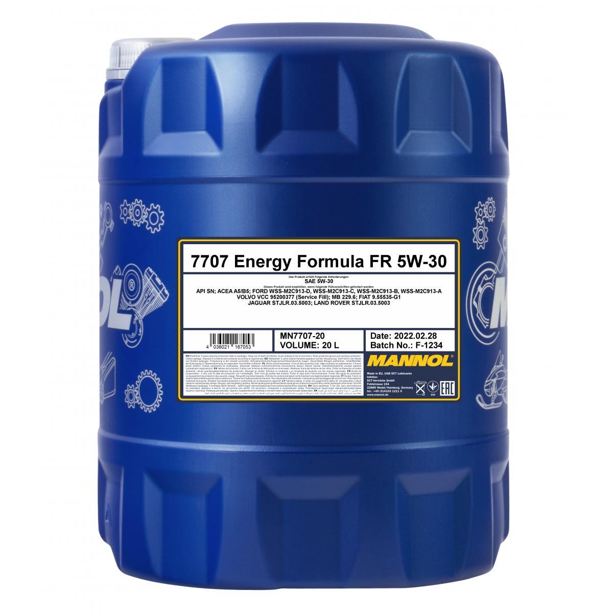 20 Liter Orignal MANNOL Motoröl 7707  5W-30 API SN/CF Engine Oil Öl