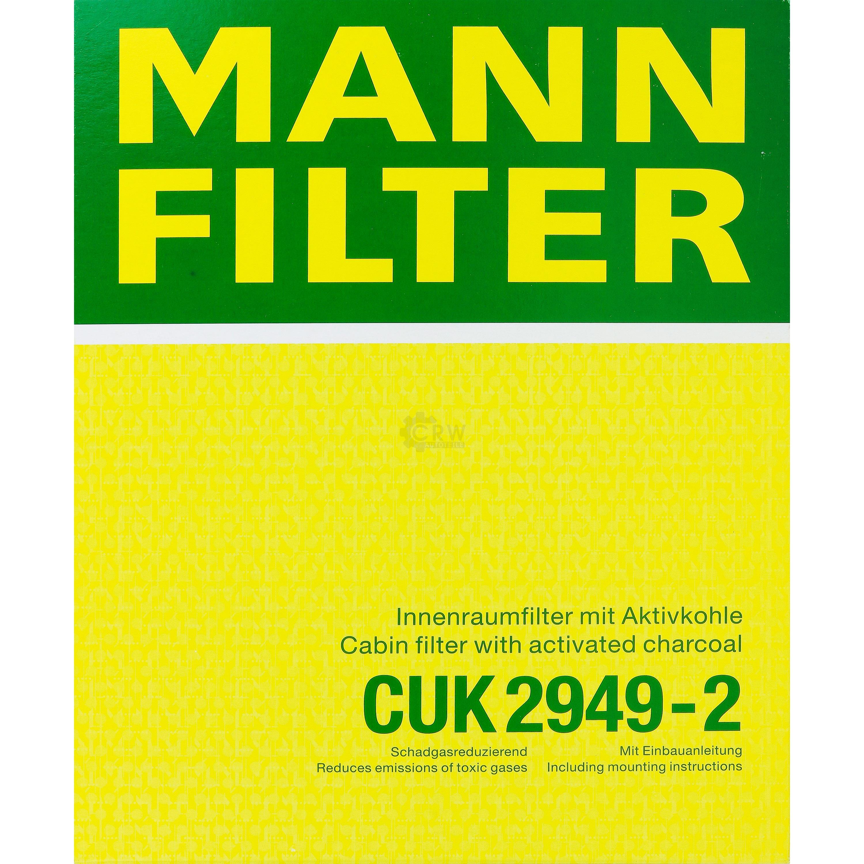MANN-FILTER Innenraumfilter Pollenfilter Aktivkohle CUK 2949-2
