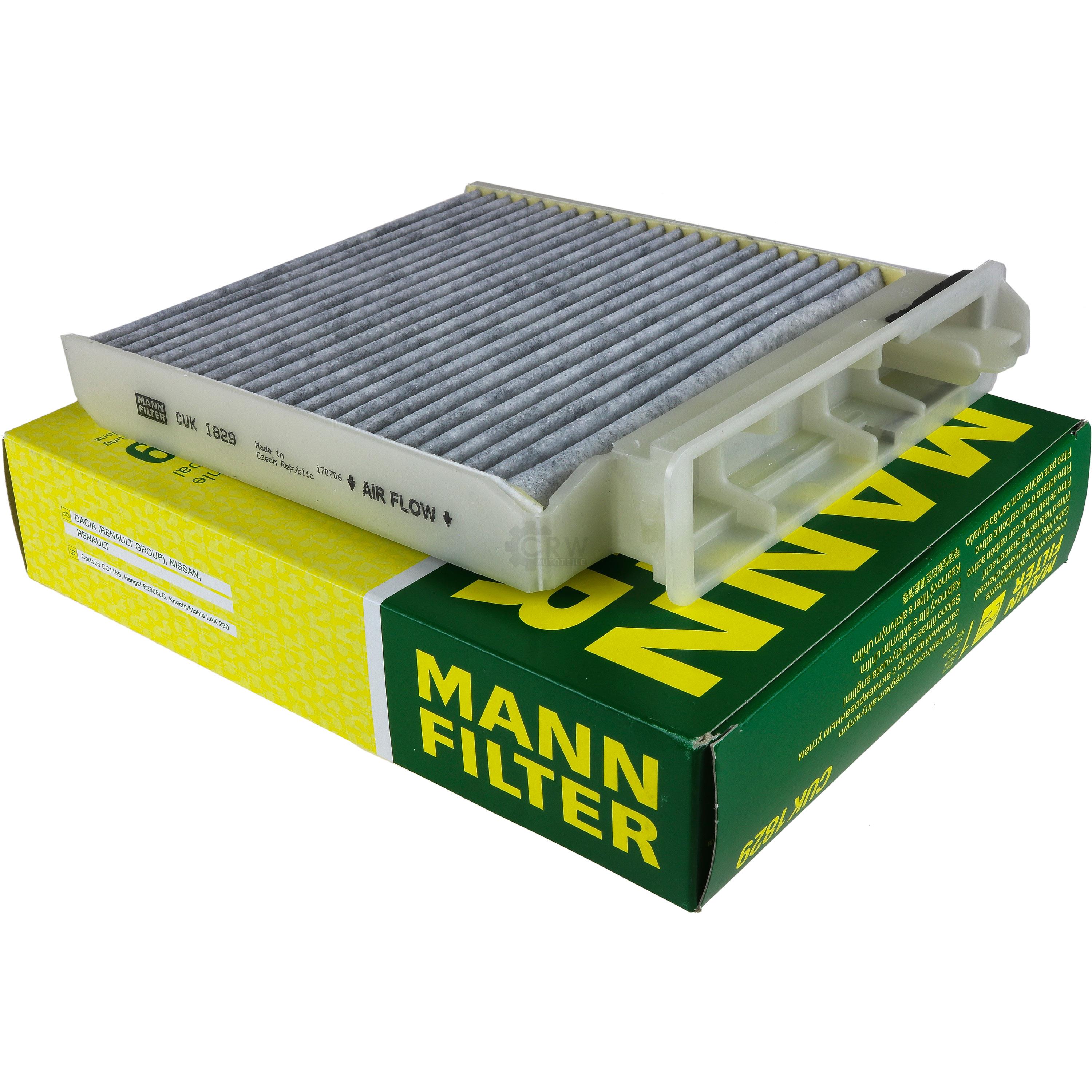 MANN-FILTER Innenraumfilter Pollenfilter Aktivkohle CUK 1829