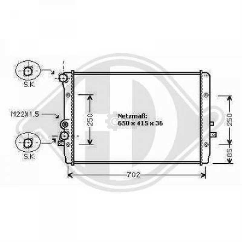 Kühler Wasserkühler Motorkühler 650x415x36 für VW Golf IV Variant 1J5 1.9 TDI